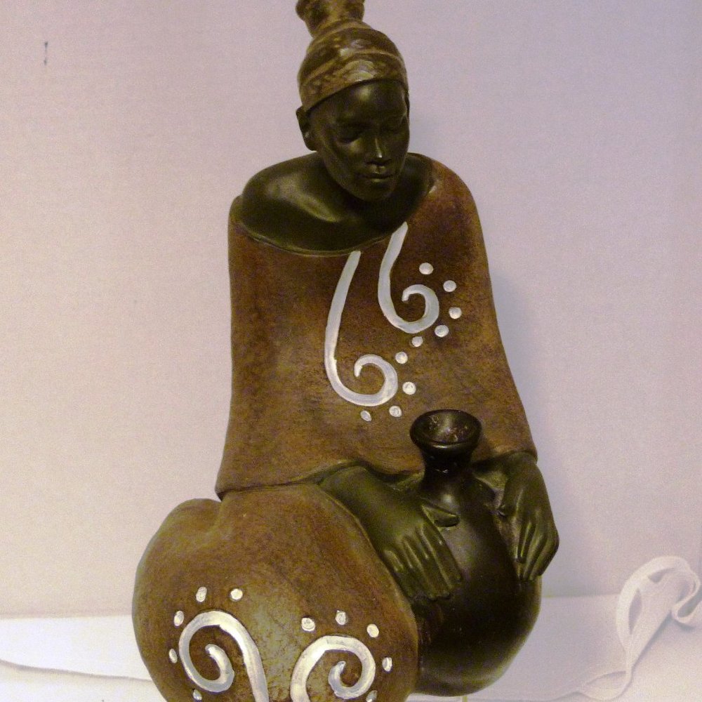 SEYMOUR MANN Handcrafted African Themed Figurine Woman With Pottery